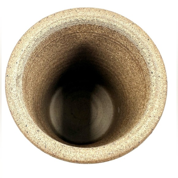 Signed Pterodactyl Art Pottery Vase Cylinder Dinosaur Bird Speckle Glaze - Picture 5 of 10